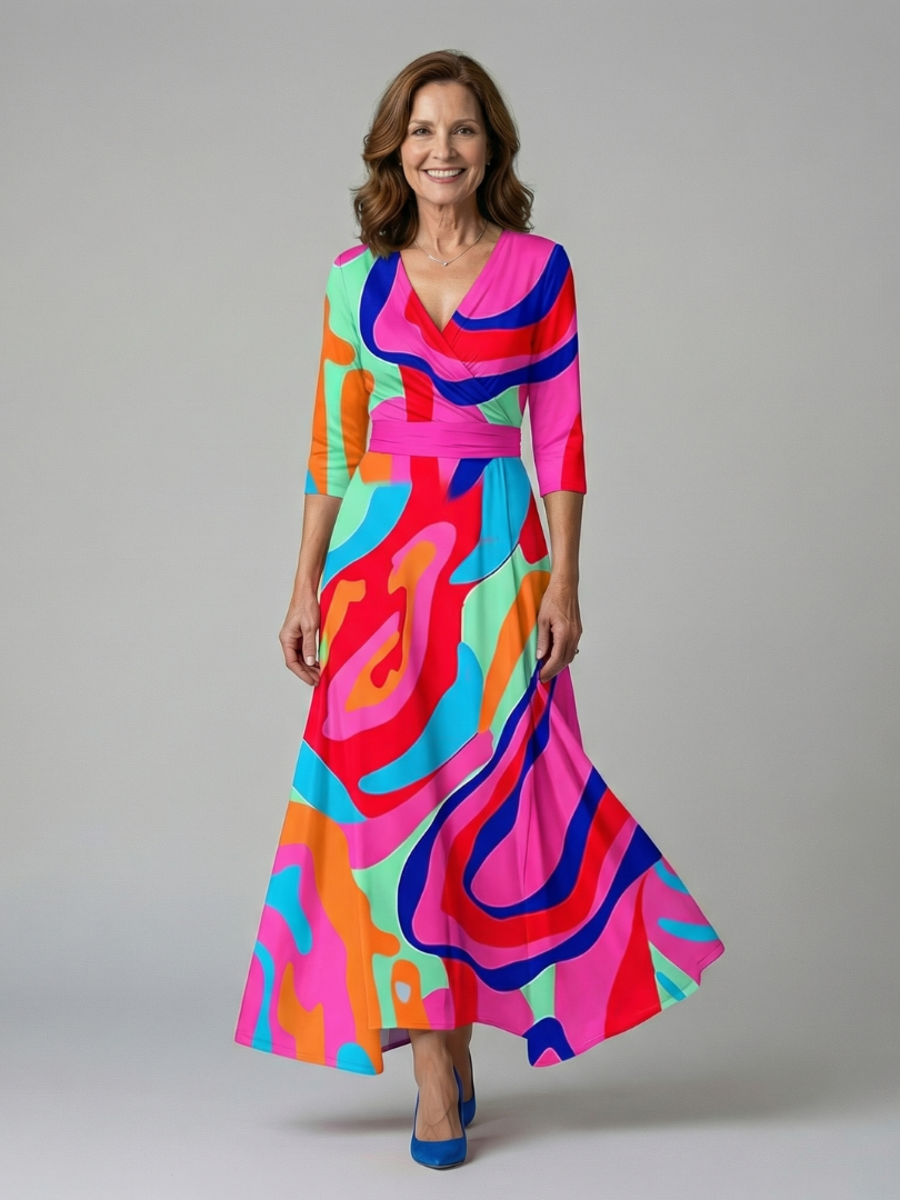 Luviaren™ | Midi-Kleid mit Wickel-Ausschnitt und Blumenmuster