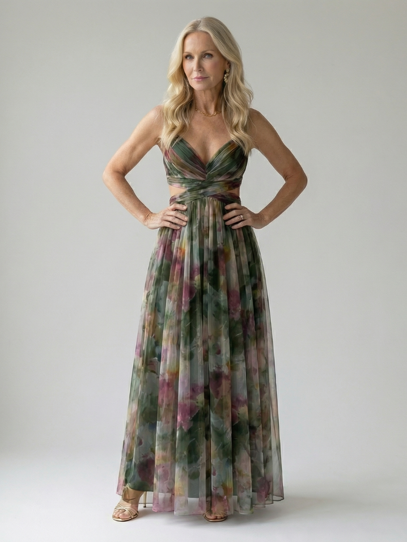 Klaravell™ | Ärmelloses Maxikleid mit Wickeloberteil