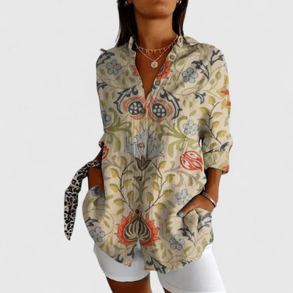 Aurelis™ | Blumenbluse mit Knopfleiste