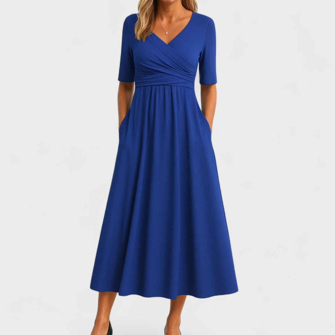 Luviaren™ | Midi-Kleid mit Wickel-Optik und Taschen