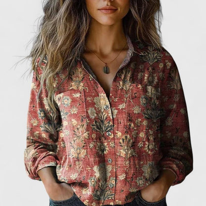 Kronberg™ | Damen Bluse mit Blumenmuster und Reverskragen