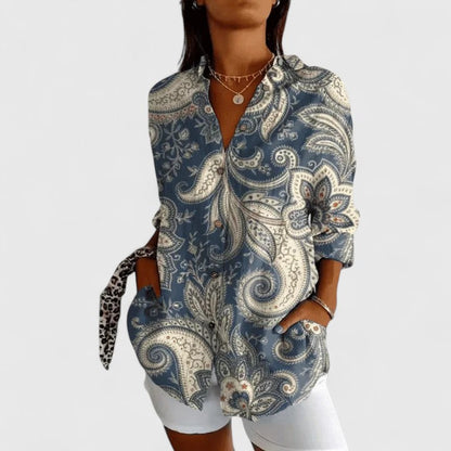 Aurelis™ | Blumenbluse mit Knopfleiste