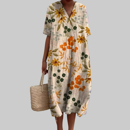 Luviaren™ | Sommerkleid mit Blumenmuster und V-Ausschnitt