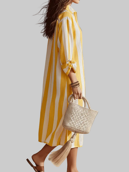 Nordhain™ | Gestreiftes Midi-Kleid mit lockerer Passform