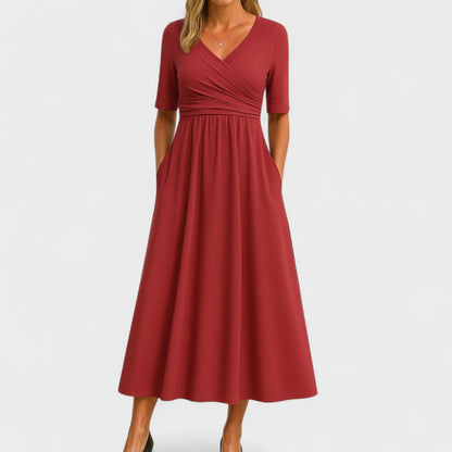 Aurelis™ | Midi-Kleid mit Wickeloberteil und Seitentaschen