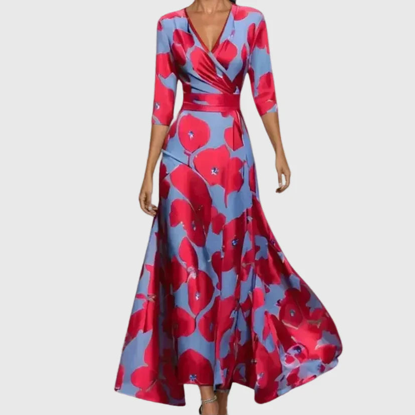 Aurelia™ | Florales Wickel-Maxikleid mit V-Ausschnitt