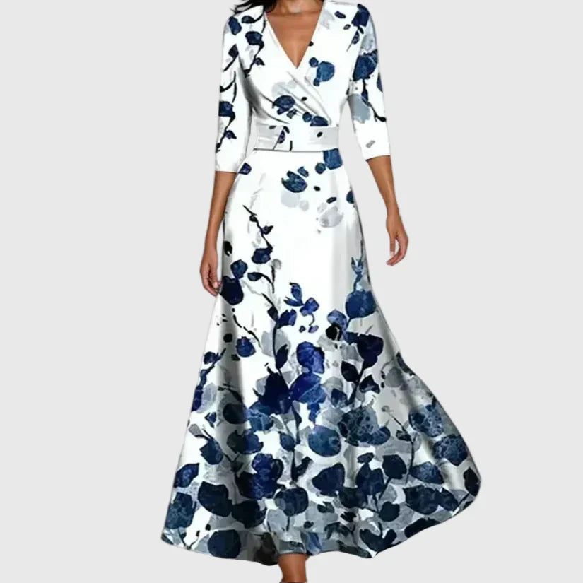 Aurelia™ | Florales Wickel-Maxikleid mit V-Ausschnitt