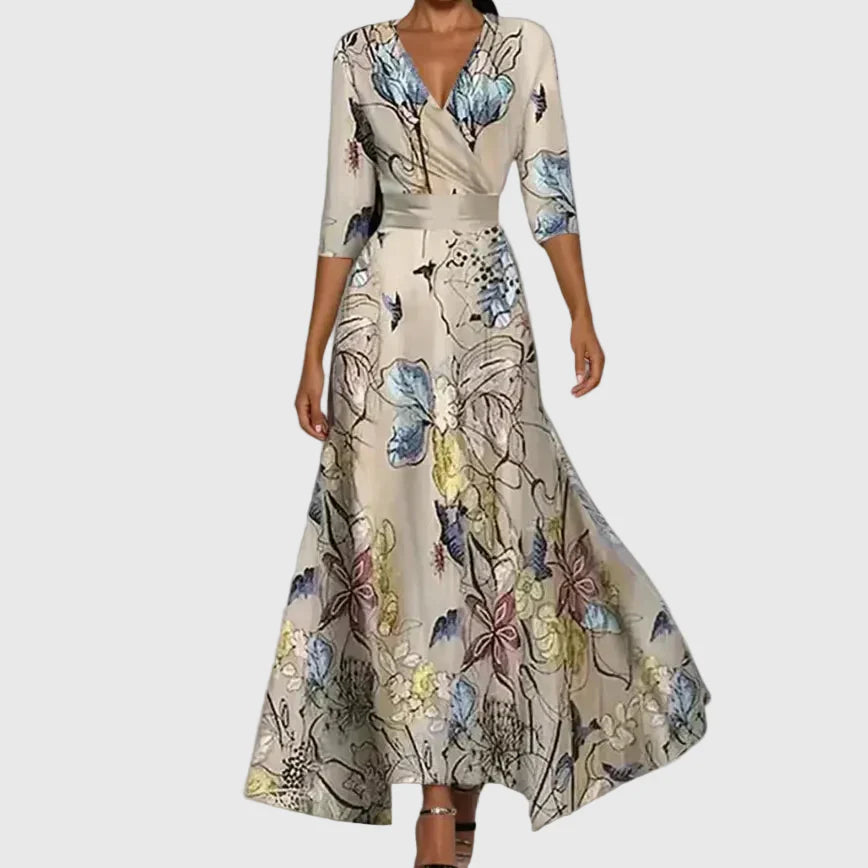 Aurelia™ | Florales Wickel-Maxikleid mit V-Ausschnitt