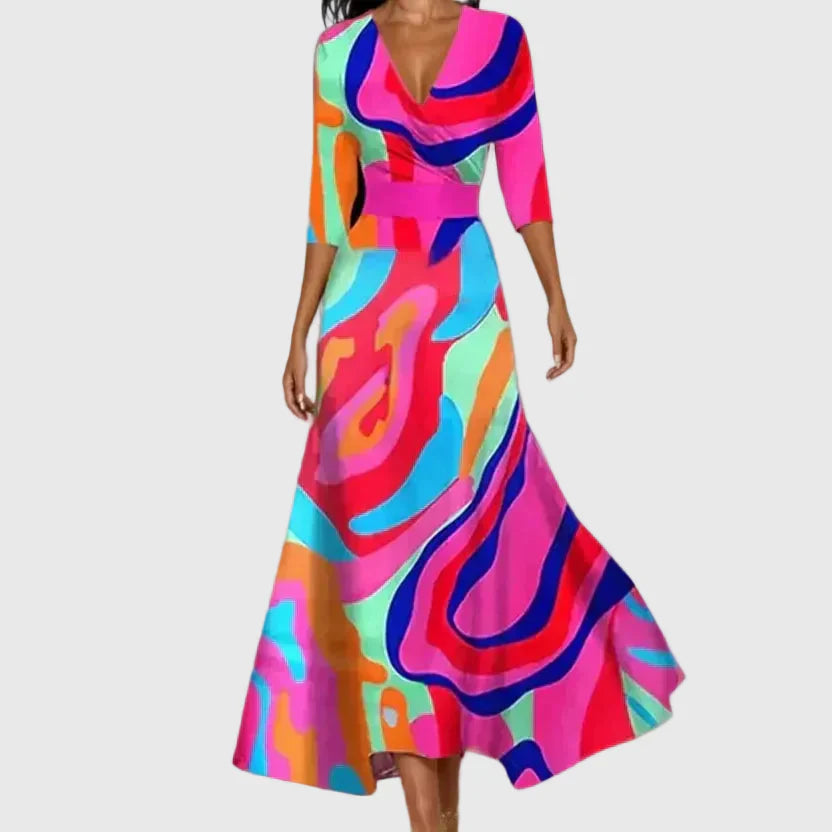 Aurelia™ | Florales Wickel-Maxikleid mit V-Ausschnitt