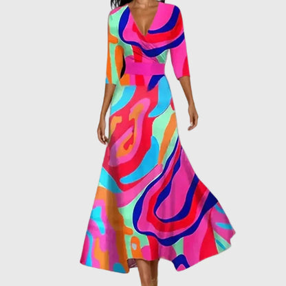 Aurelia™ | Florales Wickel-Maxikleid mit V-Ausschnitt