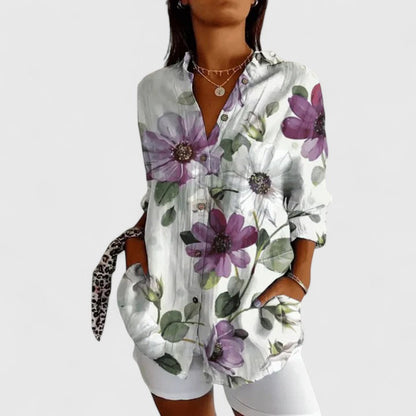 Aurelis™ | Blumenbluse mit Knopfleiste