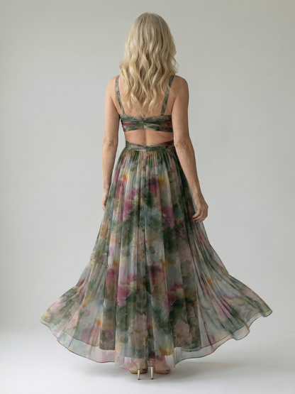 Klaravell™ | Ärmelloses Maxikleid mit Wickeloberteil