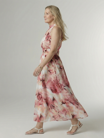 Aurelis™ | Midi Kleid mit Halterneck und geraffter Taille