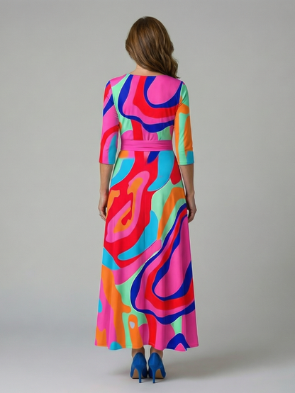 Luviaren™ | Midi-Kleid mit Wickel-Ausschnitt und Blumenmuster