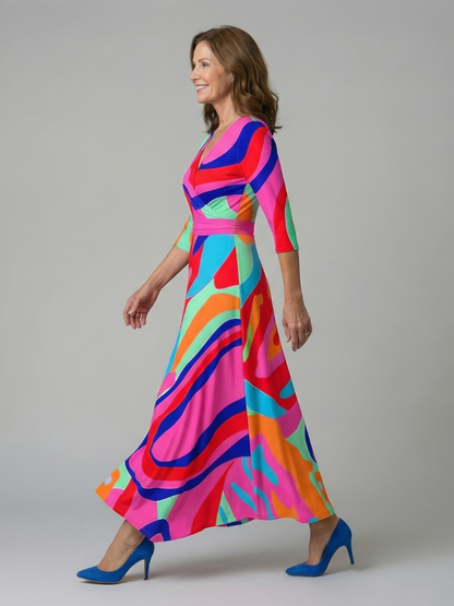 Luviaren™ | Midi-Kleid mit Wickel-Ausschnitt und Blumenmuster