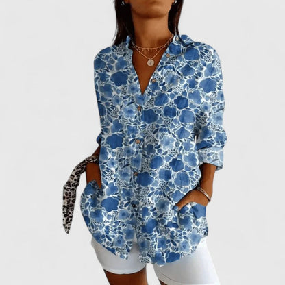 Aurelis™ | Blumenbluse mit Knopfleiste