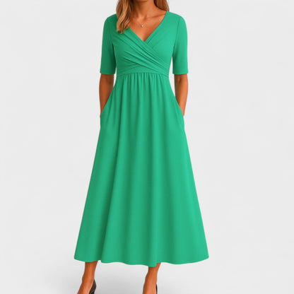 Aurelis™ | Midi-Kleid mit Wickeloberteil und Seitentaschen