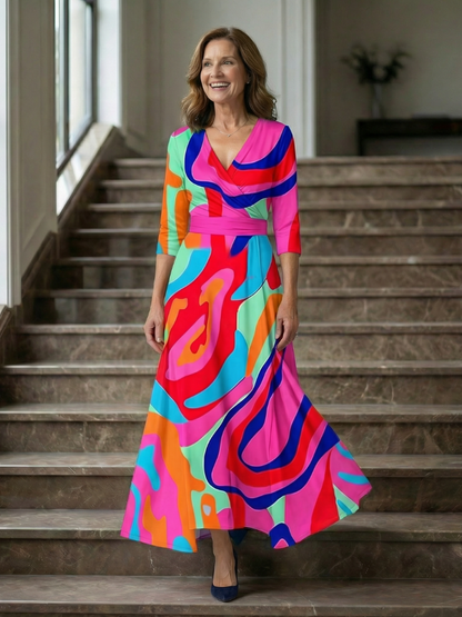 Luviaren™ | Midi-Kleid mit Wickel-Ausschnitt und Blumenmuster