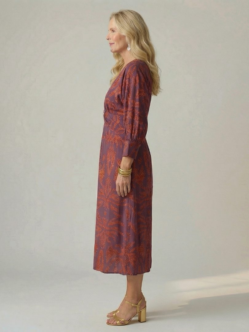 Aurelis™ | Midi Wickelkleid mit Langarm und Muster