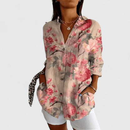 Aurelis™ | Blumenbluse mit Knopfleiste