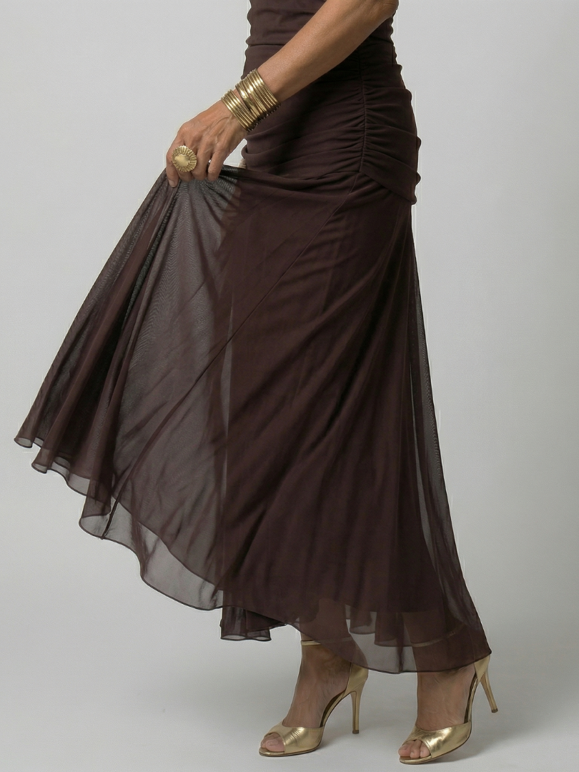 Aurelis™ | Off-Shoulder Midi Kleid mit drapiertem Ausschnitt
