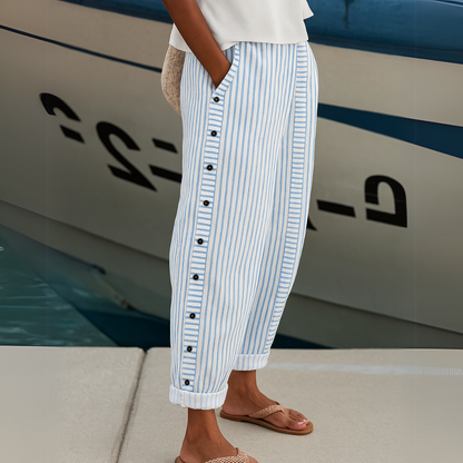 Havelstein™ | Gestreifte Stoffhose mit hoher Taille