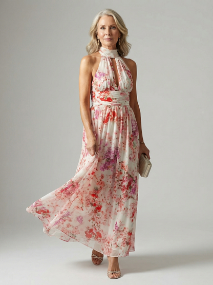 Luvia™ | Ärmelloses Maxikleid mit Halterneck und floralem Muster