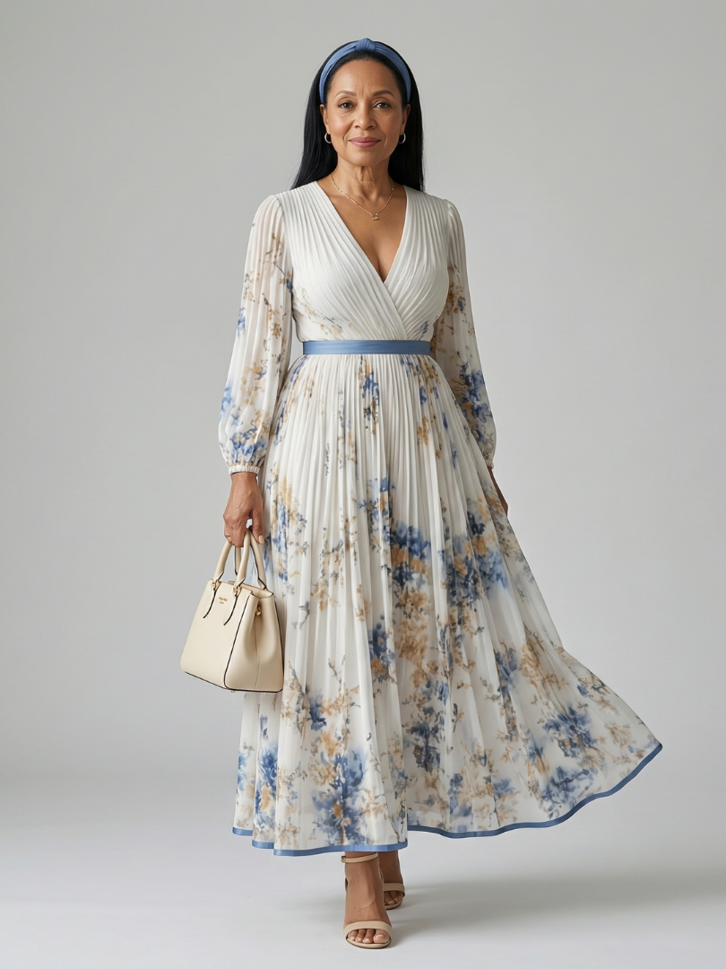 Aurelis™ | Midi Kleid mit Wickeloberteil und Faltenrock