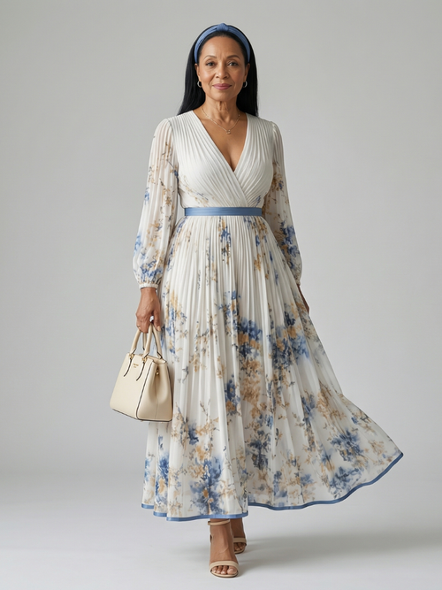 Aurelis™ | Midi Kleid mit Wickeloberteil und Faltenrock