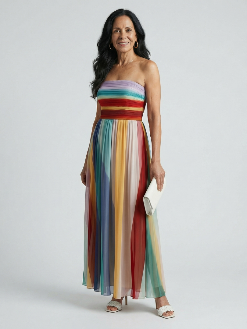 Aurelis™ | Trägerloses Maxikleid mit Streifenmuster