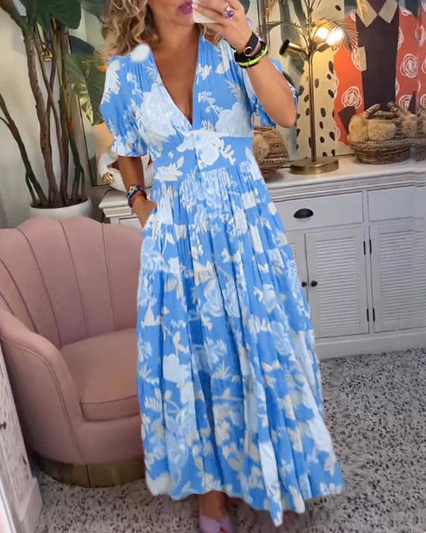 Luviaren™ | Maxikleid mit Blumenmuster und V-Ausschnitt