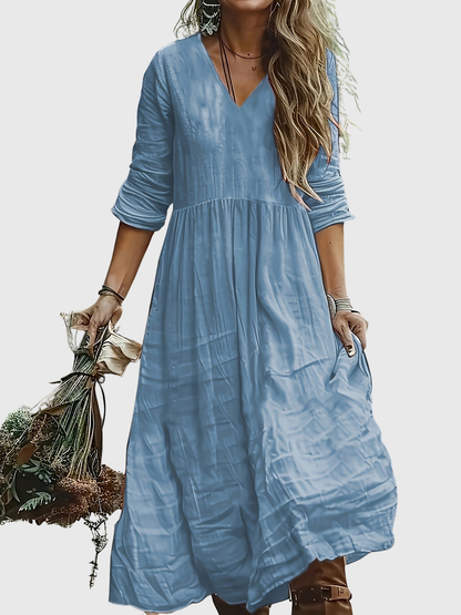 Aureliah™ | Langarmkleid mit V-Ausschnitt und Boho Passform