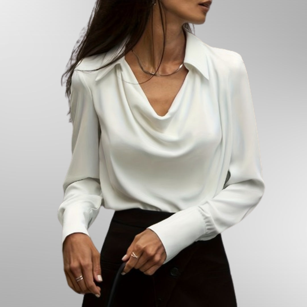 Veldora™ | Satinbluse mit drapiertem Ausschnitt