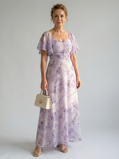 Aurelia™ | Midi-Kleid mit Flatterärmeln und Blumenmuster