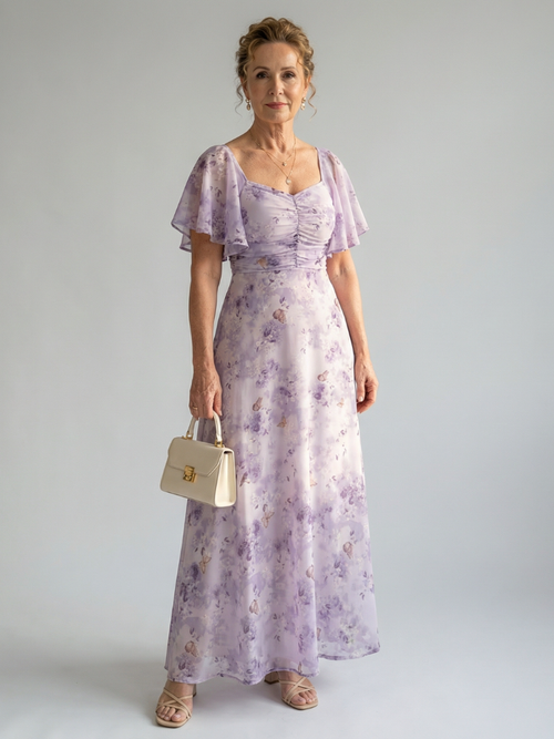 Aurelia™ | Midi-Kleid mit Flatterärmeln und Blumenmuster