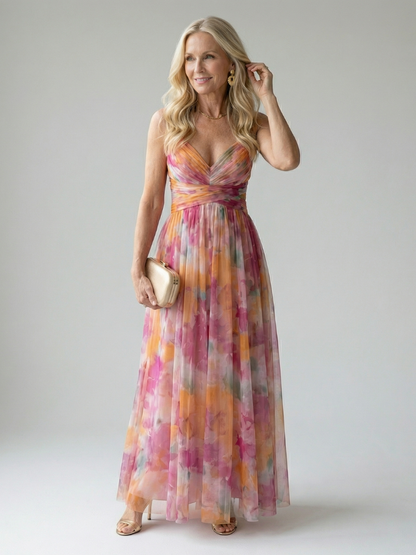 Klaravell™ | Ärmelloses Maxikleid mit Wickeloberteil