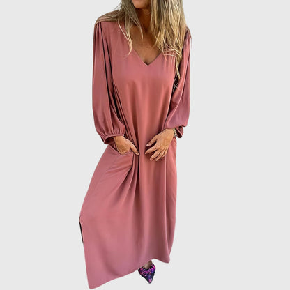 Luviaren™ | Langes Boho-Kleid mit Seitenschlitz und Taschen