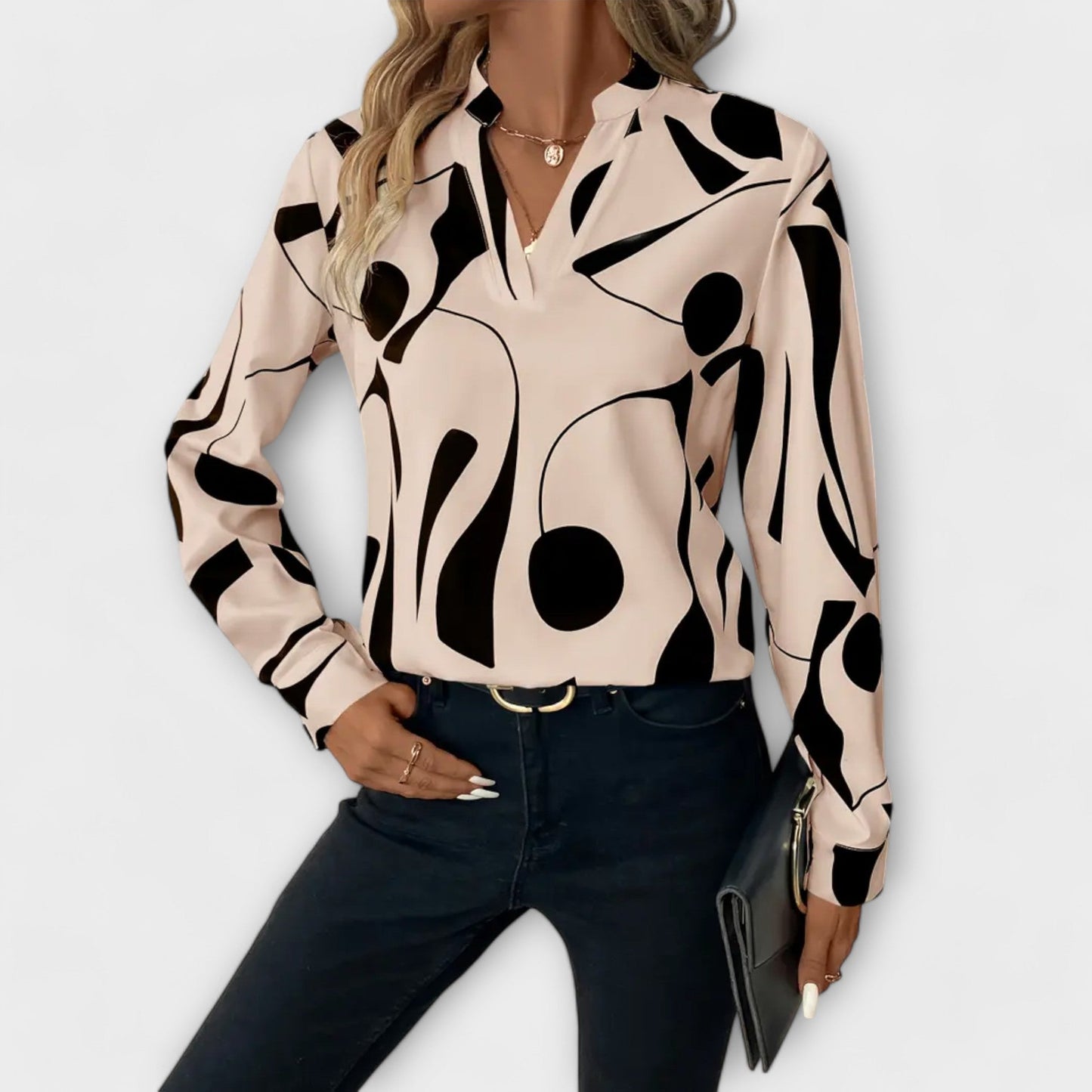 Aurelis™ | Bluse mit abstraktem Muster und geteiltem Ausschnitt