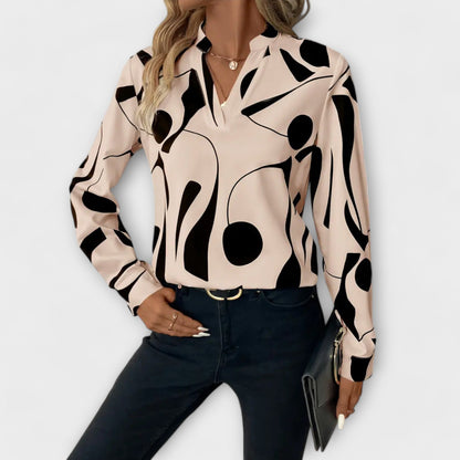 Aurelis™ | Bluse mit abstraktem Muster und geteiltem Ausschnitt