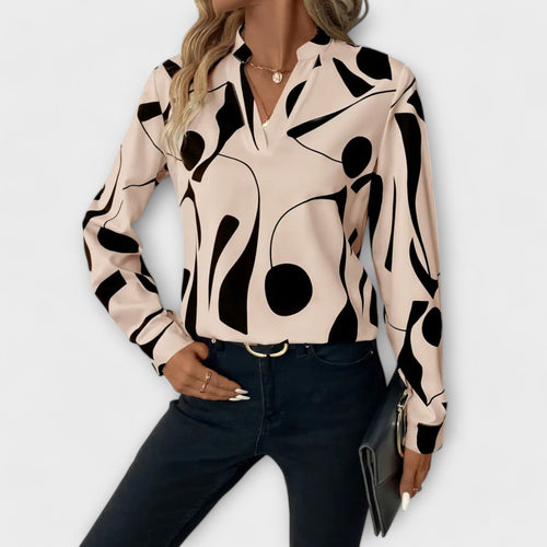 Aurelis™ | Bluse mit abstraktem Muster und geteiltem Ausschnitt