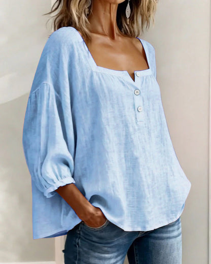Aurelis™ | Damen Bluse mit quadratischem Ausschnitt und Puffärmeln