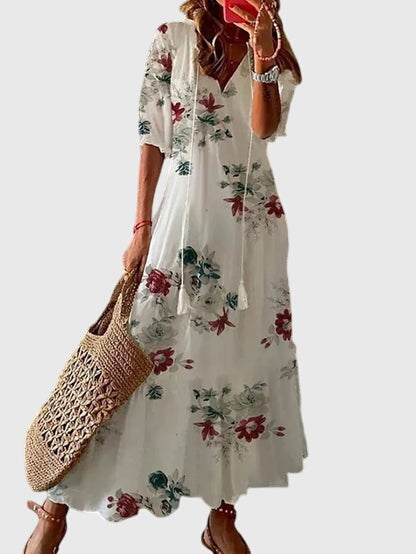 Sternberg™ | Boho Vintage Sommerkleid mit V-Ausschnitt