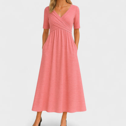 Luviaren™ | Midi-Kleid mit Wickel-Optik und Taschen
