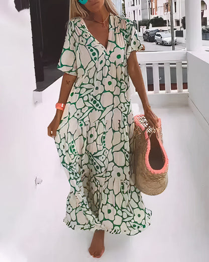 Luviaren™ | Midi Sommerkleid mit V-Ausschnitt und Blumenmuster