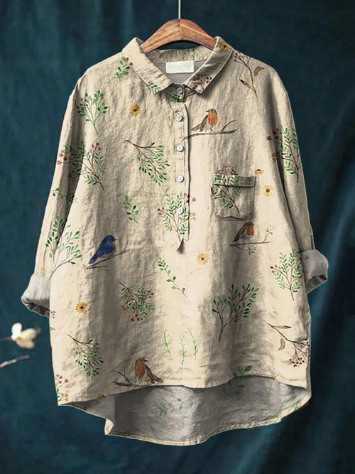 Aurelis™ | Damenbluse mit Vogel-Muster