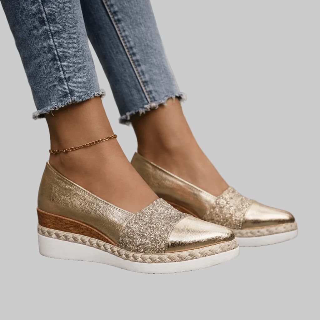 Luvia™ | Glitzer Wedge Slip-On mit Plattformsohle