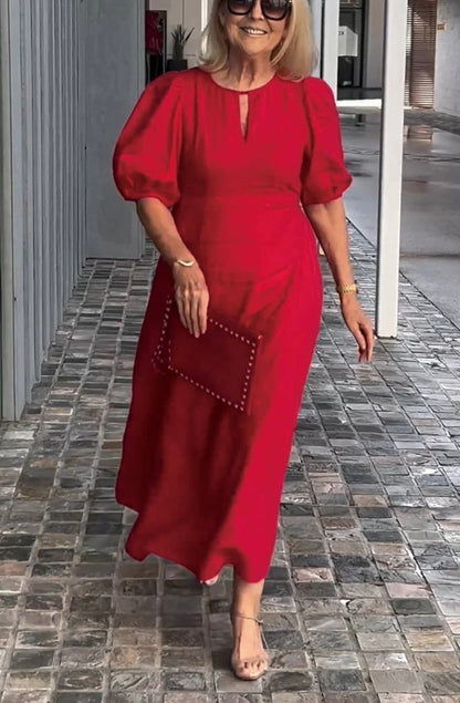 Luviaren™ | Elegantes Midi-Kleid mit Puffärmeln