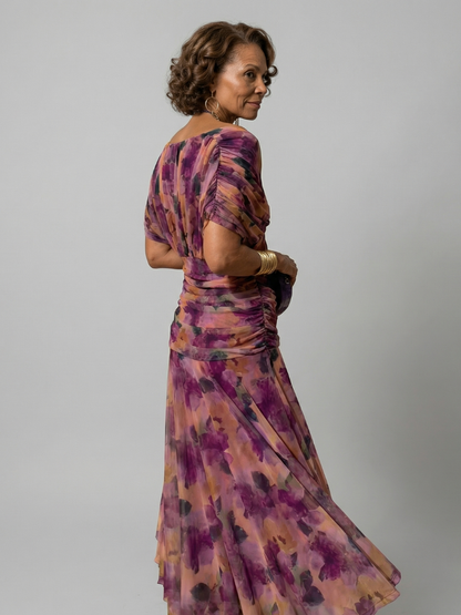 Aurelis™ | Off-Shoulder Midi Kleid mit drapiertem Ausschnitt