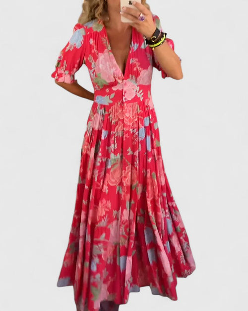Aurelis™ | Sommerkleid mit V-Ausschnitt und Taschen