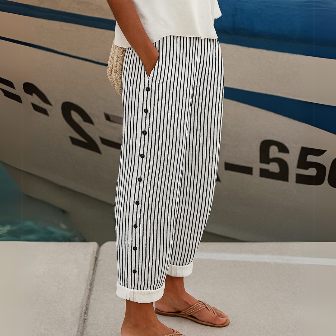 Havelstein™ | Gestreifte Stoffhose mit hoher Taille